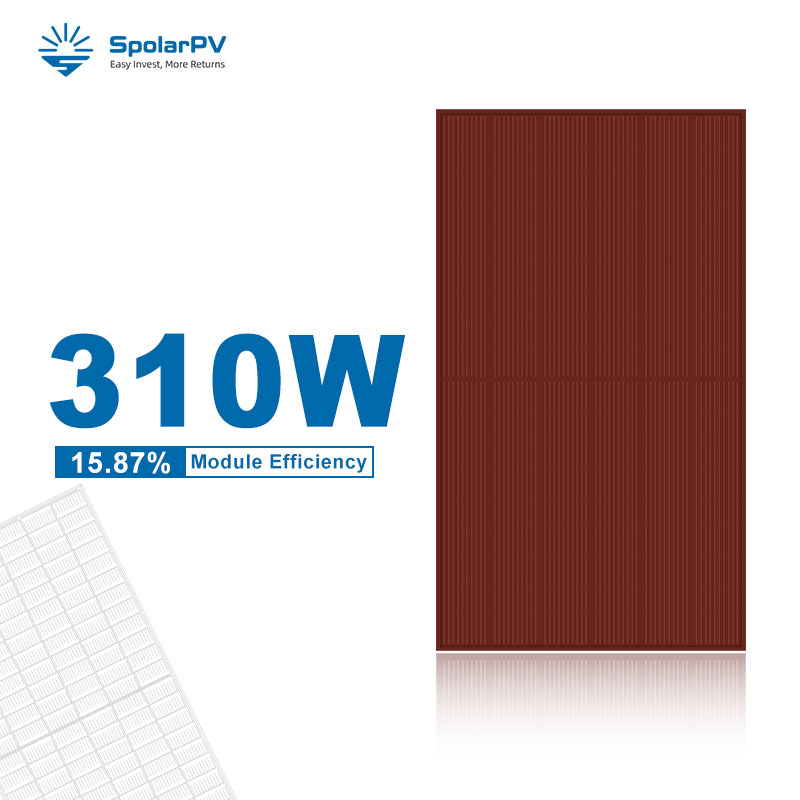 Red BIPV SpolarPV solar panel for facade 310w